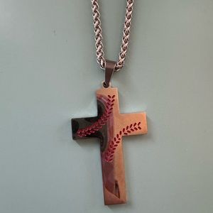 Baseball silver plated necklace